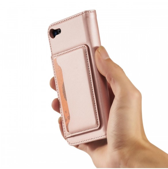 Magnetkortfodral Fodral för iPhone SE 2022 / SE 2020 / iPhone 8 / iPhone 7-väska Plånbokskort Plånboksställ Rosa