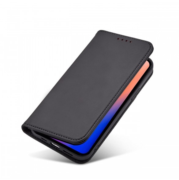 Magnetkortfodral för iPhone 12 täckkort plånbok kortställ svart