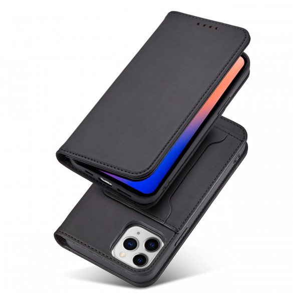 Magnetkortfodral för iPhone 12 Pro Max Pouch Card Plånbok Korthållare Svart