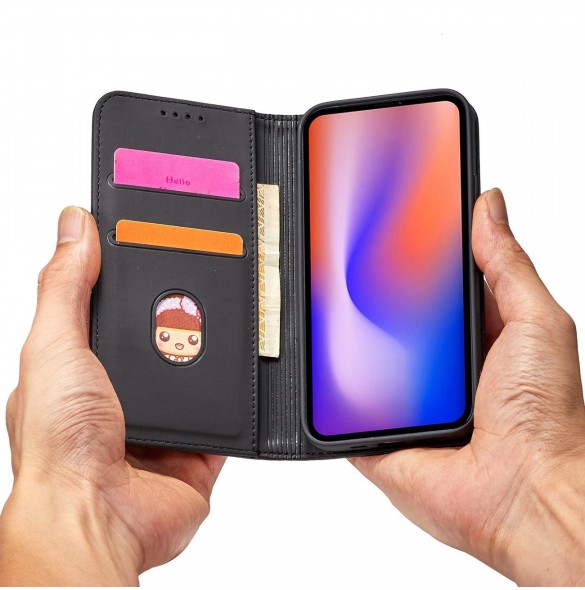 Magnetkortfodral för iPhone 12 Pro Max Pouch Card Plånbok Korthållare Svart