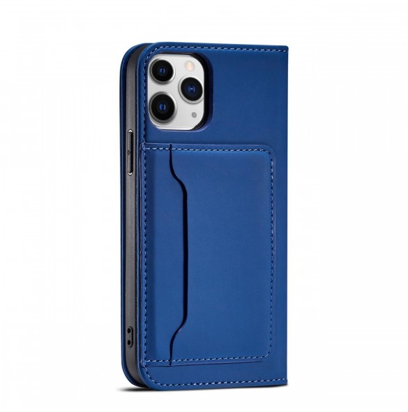 Magnetkortfodral för iPhone 12 Pro Max Pouch Card Plånbok Korthållare Blå