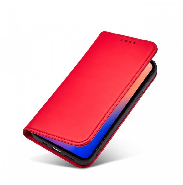 Magnetkortfodral för iPhone 12 Pro Max Pouch Card Plånbok Korthållare Röd
