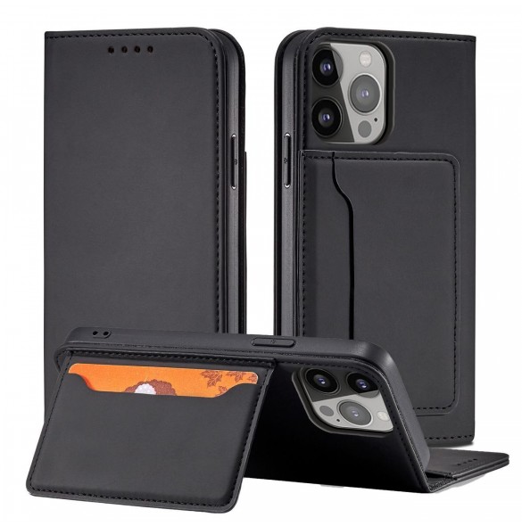 Magnetkortfodral för iPhone 13 Pro Pouch Card Plånbok Korthållare Svart