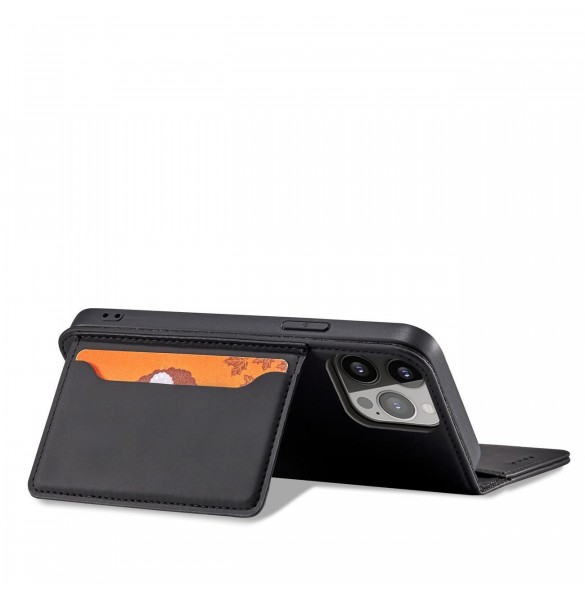 Magnetkortfodral för iPhone 13 Pro Pouch Card Plånbok Korthållare Svart