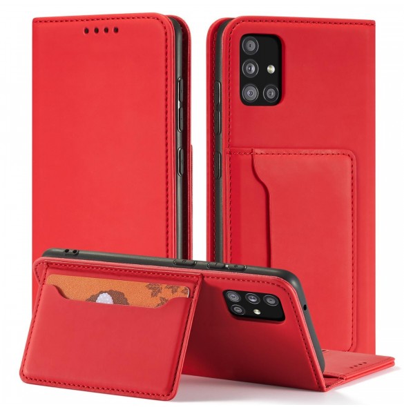 Magnetkortfodral Fodral för Xiaomi Redmi Note 11 Pro Pouch Plånbok Korthållare Kortstativ Röd