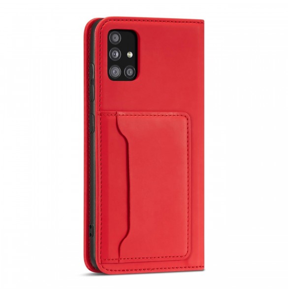 Magnetkortfodral Fodral för Xiaomi Redmi Note 11 Pro Pouch Plånbok Korthållare Kortstativ Röd