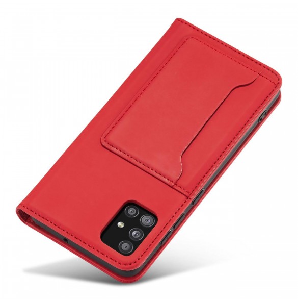 Magnetkortfodral Fodral för Xiaomi Redmi Note 11 Pro Pouch Plånbok Korthållare Kortstativ Röd