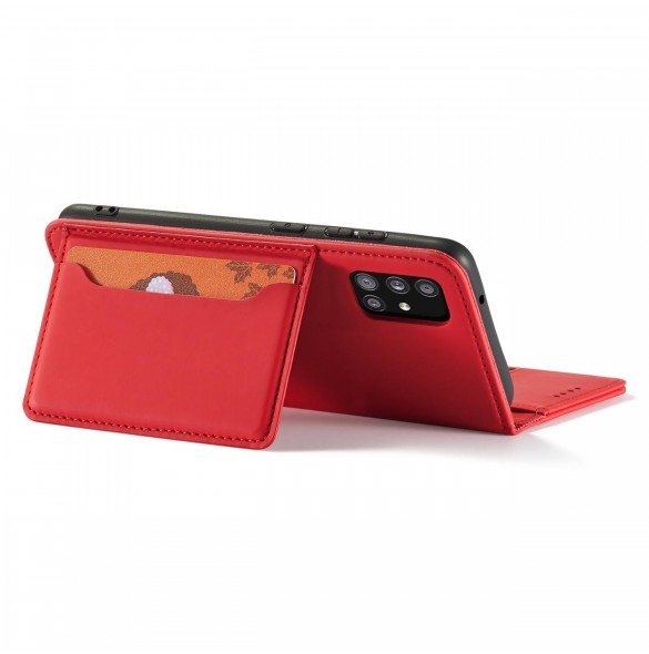 Magnetkortfodral Fodral för Xiaomi Redmi Note 11 Pro Pouch Plånbok Korthållare Kortstativ Röd