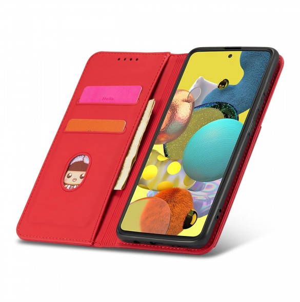 Magnetkortfodral Fodral för Xiaomi Redmi Note 11 Pro Pouch Plånbok Korthållare Kortstativ Röd