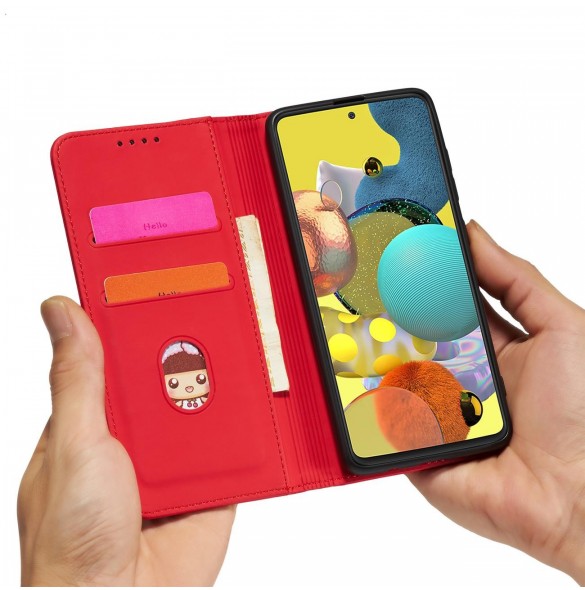 Magnetkortfodral Fodral för Xiaomi Redmi Note 11 Pro Pouch Plånbok Korthållare Kortstativ Röd