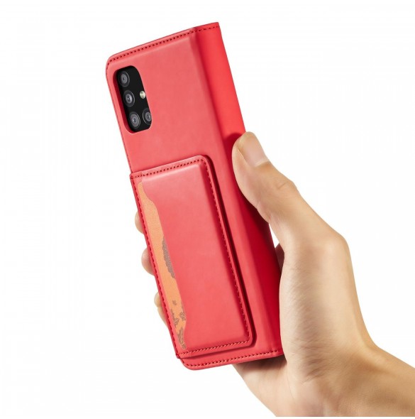 Magnetkortfodral Fodral för Xiaomi Redmi Note 11 Pro Pouch Plånbok Korthållare Kortstativ Röd