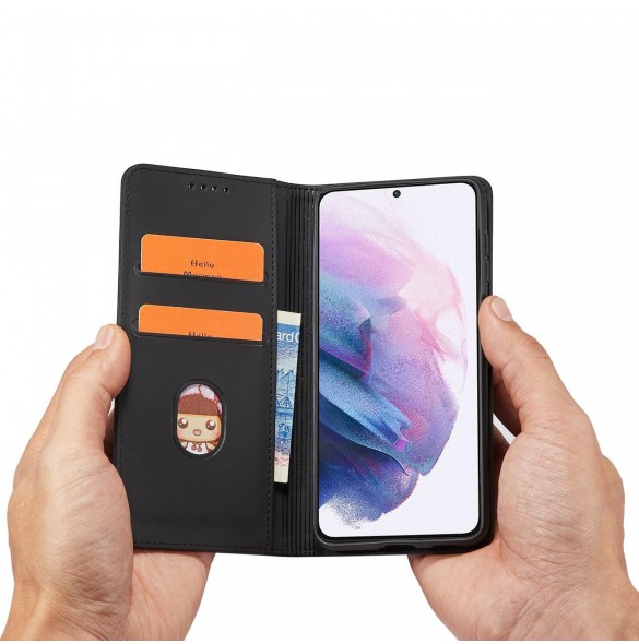 Magnetkortfodral Fodral för Samsung Galaxy S22 Plånbok Korthållare Svart