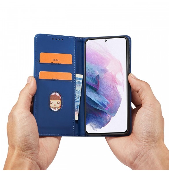 Magnetkortfodral Fodral för Samsung Galaxy S22 Plånbok Korthållare Blå
