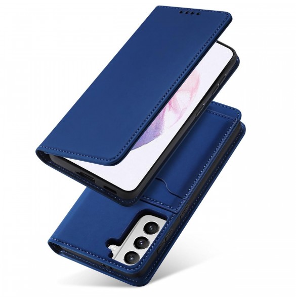 Magnetkortfodral Fodral för Samsung Galaxy S22 Plånbok Korthållare Blå