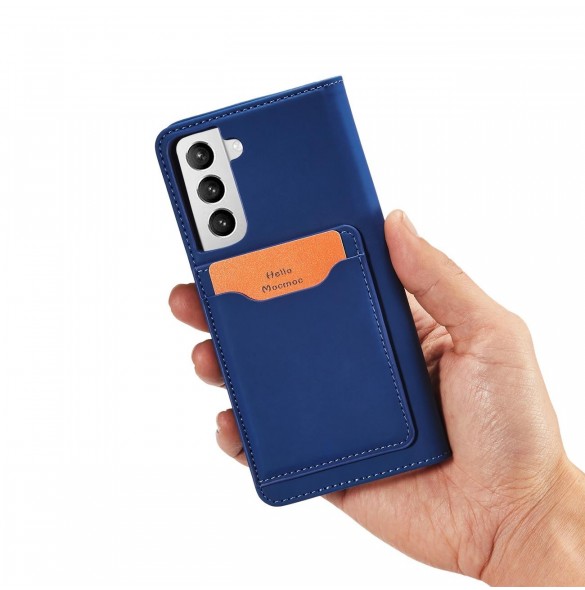 Magnetkortfodral Fodral för Samsung Galaxy S22 Plånbok Korthållare Blå