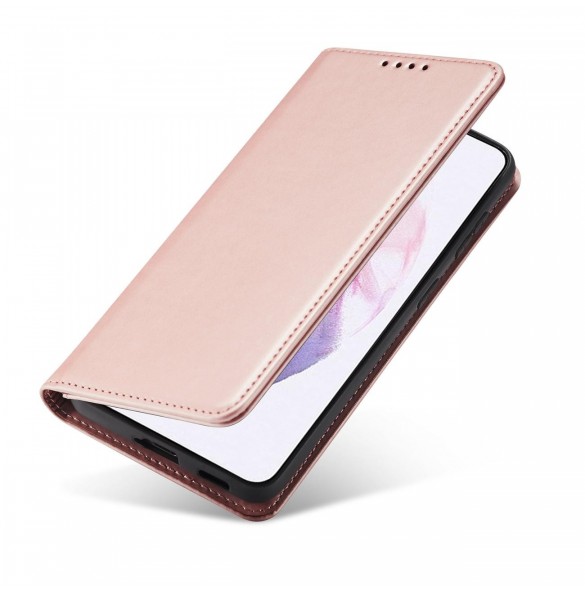 Magnetkortfodral Fodral för Samsung Galaxy S22-väska Kort Plånbok Kortställ Rosa
