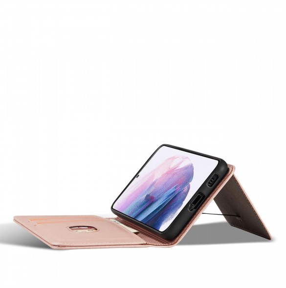 Magnetkortfodral Fodral för Samsung Galaxy S22-väska Kort Plånbok Kortställ Rosa