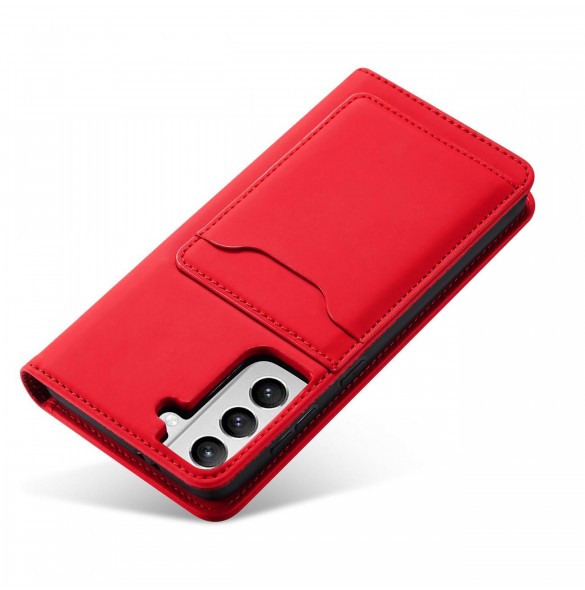 Magnetkortfodral för Samsung Galaxy S22 + (S22 Plus) Plånbok Korthållare Röd