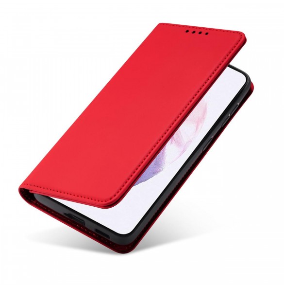 Magnetkortfodral för Samsung Galaxy S22 + (S22 Plus) Plånbok Korthållare Röd