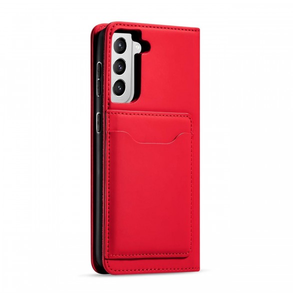 Magnetkortfodral för Samsung Galaxy S22 + (S22 Plus) Plånbok Korthållare Röd