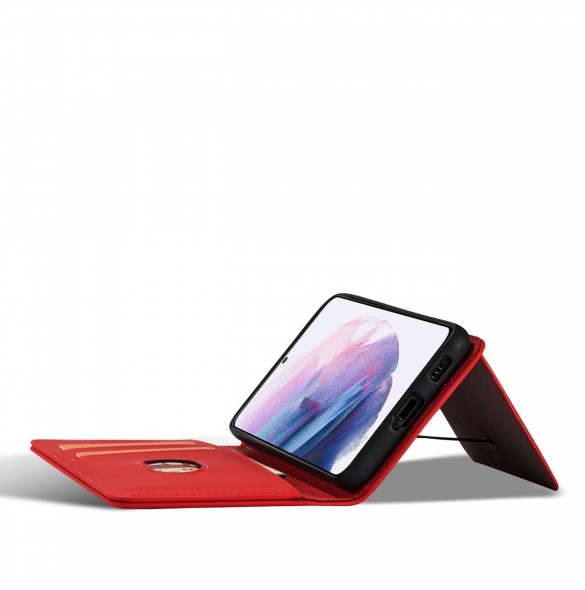 Magnetkortfodral för Samsung Galaxy S22 + (S22 Plus) Plånbok Korthållare Röd