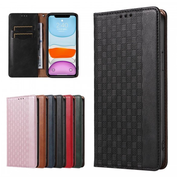 Magnet Strap Fodral för iPhone 12 Pouch Plånbok + Mini Halsband Svart