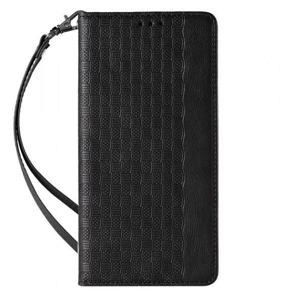 Magnet Strap Fodral för iPhone 12 Pouch Plånbok + Mini Halsband Svart