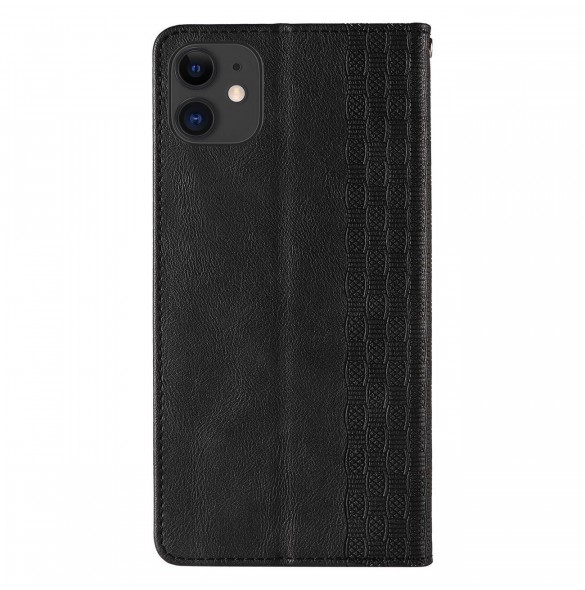 Magnet Strap Fodral för iPhone 12 Pouch Plånbok + Mini Halsband Svart