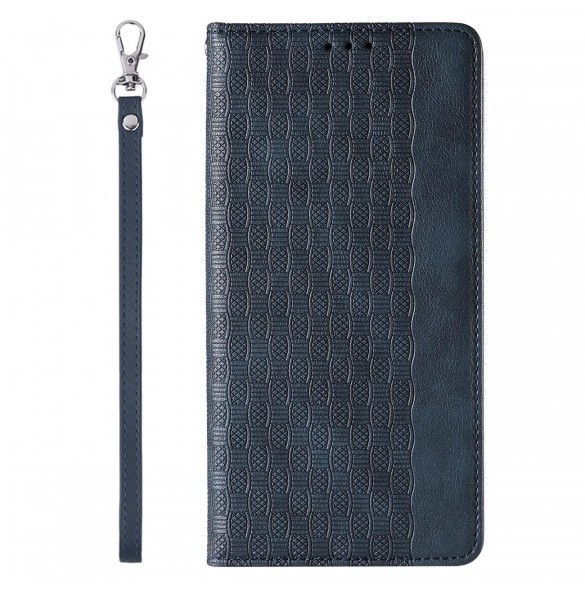 Magnetremsfodral för iPhone 12 Pouch-plånbok + Mini Halsbandshänge Blå