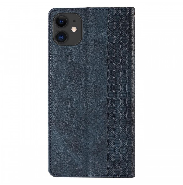 Magnetremsfodral för iPhone 12 Pouch-plånbok + Mini Halsbandshänge Blå