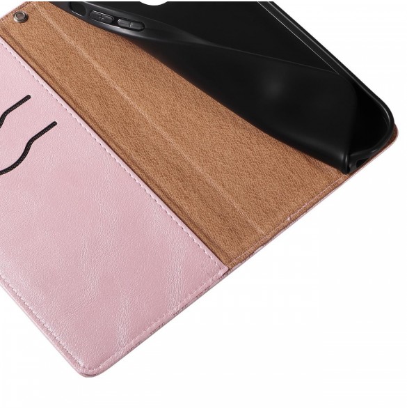 Magnetremsfodral för iPhone 12 Pouch-plånbok + Mini Halsbandshänge Rosa