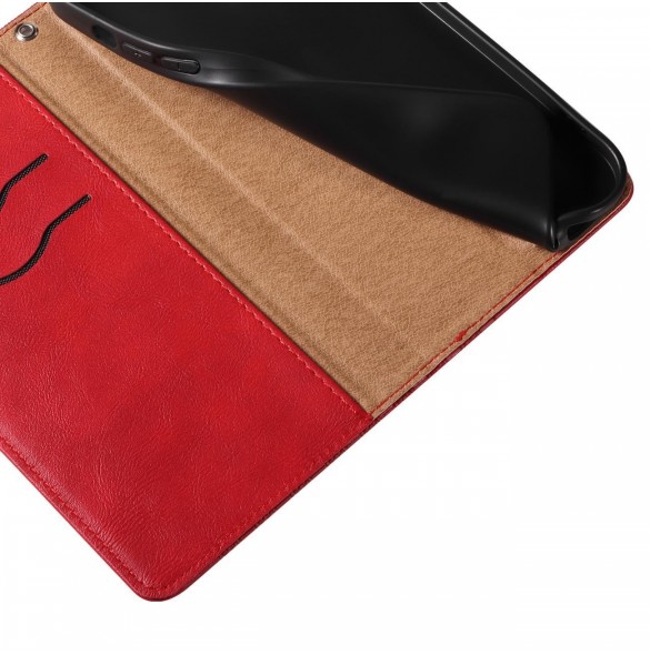 Magnetremsfodral för iPhone 12 Pouch Plånbok + Mini Halsbandshänge Röd