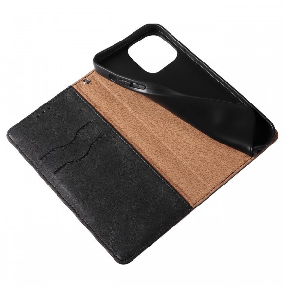 Magnet Strap Fodral för iPhone 12 Pro Pouch Plånbok + Mini Lanyard Pendant Svart
