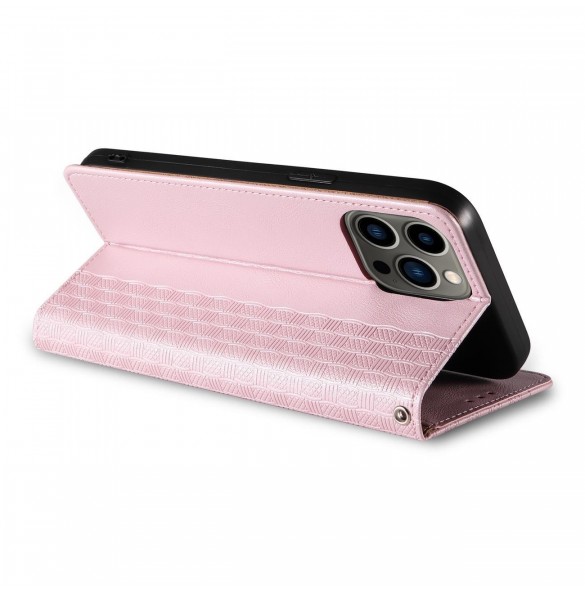 Magnet Strap Fodral för iPhone 12 Pro Pouch Plånbok + Mini Lanyard Pendant Rosa