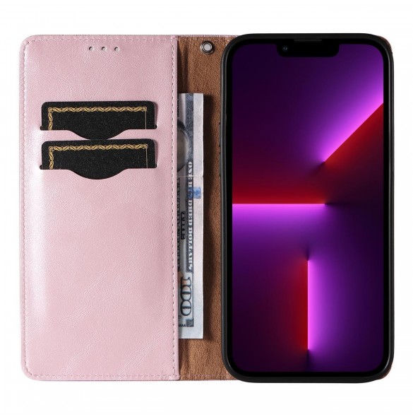 Magnet Strap Fodral för iPhone 12 Pro Pouch Plånbok + Mini Lanyard Pendant Rosa