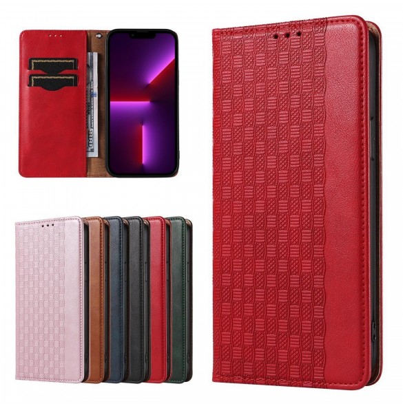 Magnet Strap Case Fodral för iPhone 12 Pro Max Pouch Plånbok + Mini Halsband Röd