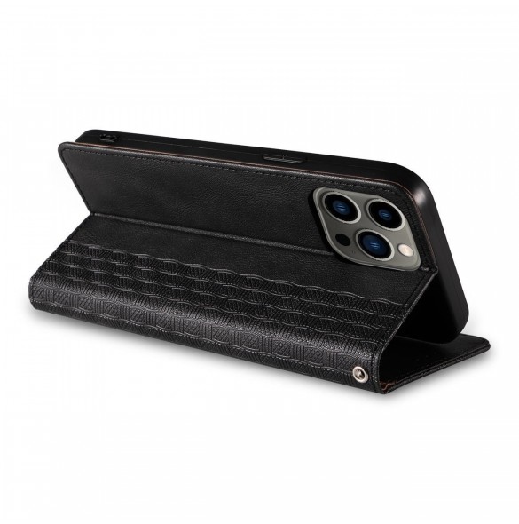 Magnet Strap Case Fodral för iPhone 13 Pro Pouch Plånbok + Mini Halsband Svart