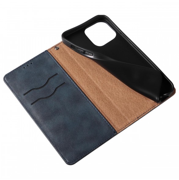 Magnet Strap Fodral för iPhone 13 Pro Max Pouch Plånbok + Mini Lanyard Pendant Blå