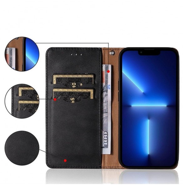 Magnetremsfodral Fodral för Xiaomi Redmi Note 11 Pro Pouch-plånbok + Mini Halsbandshänge Svart