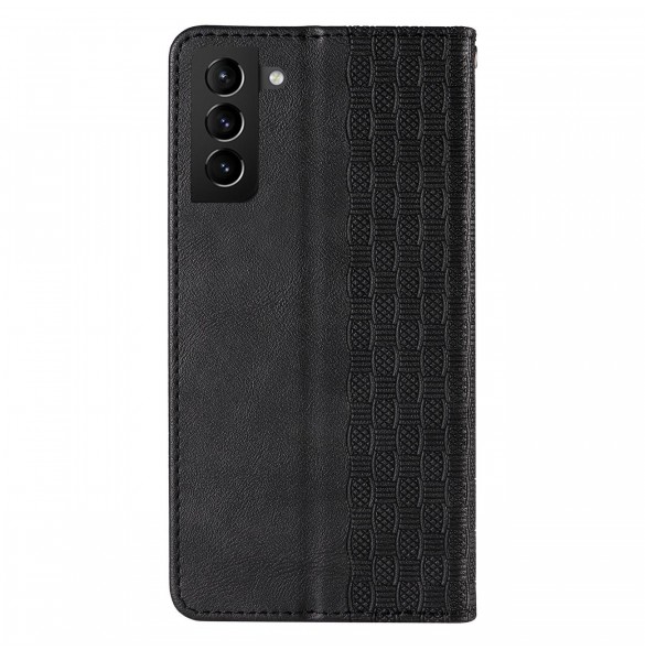 Magnet Strap Case Fodral för Samsung Galaxy S22 Ultra Pouch Plånbok + Mini Halsband Svart