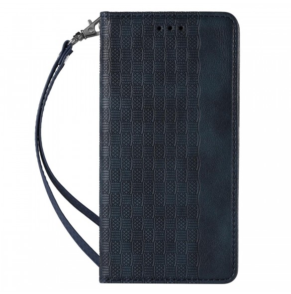 Magnet Strap Case Fodral för Samsung Galaxy S22 Ultra Pouch Plånbok + Mini Lanyard Pendant Blå
