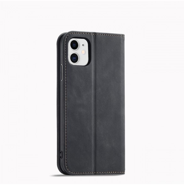 Magnet Fancy Fodral för iPhone 12 Pouch Card Plånbok Kortställ Svart