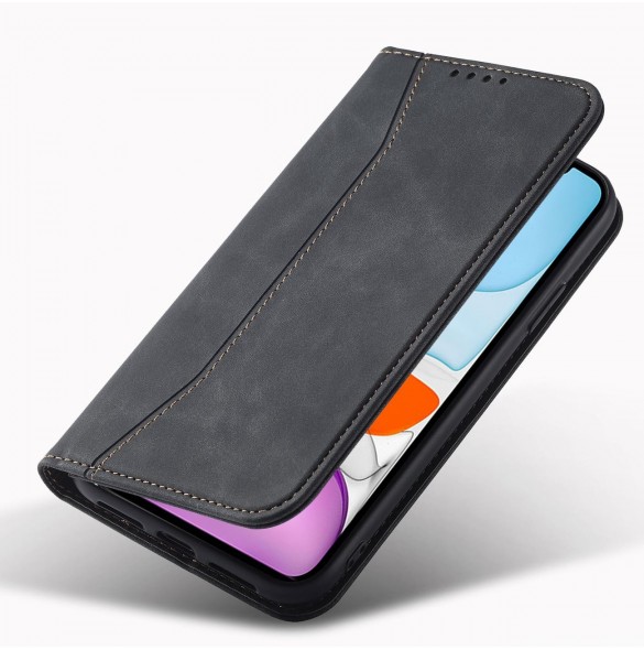 Magnet Fancy Fodral för iPhone 12 Pouch Card Plånbok Kortställ Svart