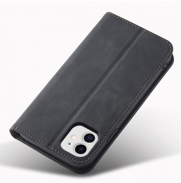 Magnet Fancy Fodral för iPhone 12 Pouch Card Plånbok Kortställ Svart