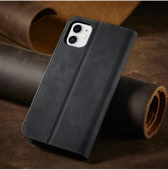 Magnet Fancy Fodral för iPhone 12 Pouch Card Plånbok Kortställ Svart