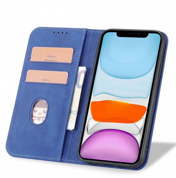 Magnet Fancy Fodral för iPhone 12 täckkort plånbok kortställ blå