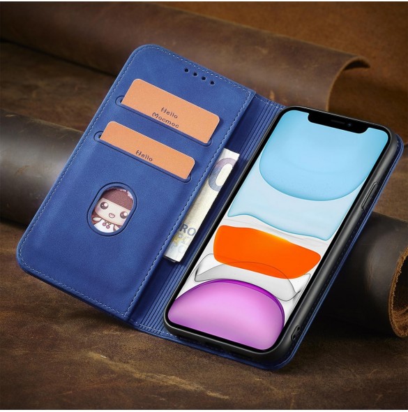 Magnet Fancy Fodral för iPhone 12 täckkort plånbok kortställ blå