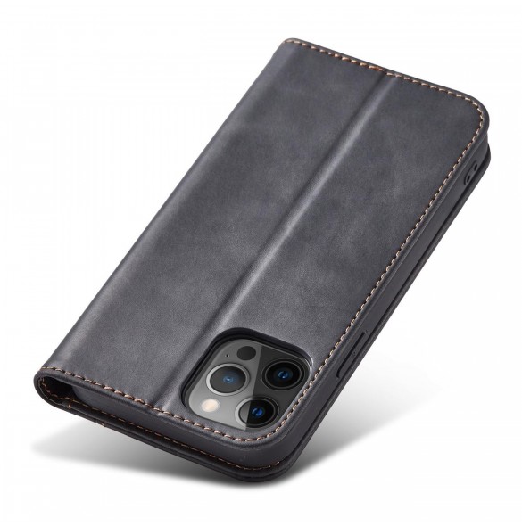 Magnet Fancy Case Fodral för iPhone 12 Pro Pouch Card Plånbok Kortställ Svart