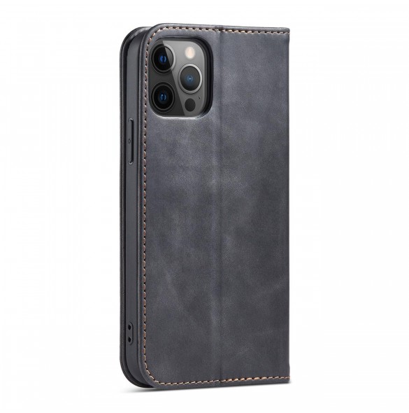 Magnet Fancy Case Fodral för iPhone 12 Pro Pouch Card Plånbok Kortställ Svart