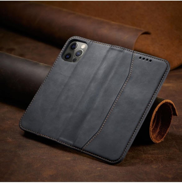 Magnet Fancy Case Fodral för iPhone 12 Pro Pouch Card Plånbok Kortställ Svart